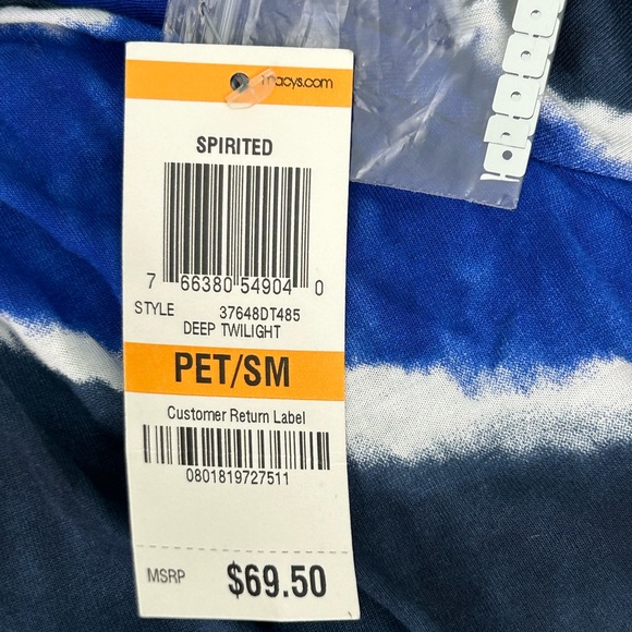 NWT INC International Concepts Blue/White/Black with Silver Sequins Blouse - Picture 9 of 10